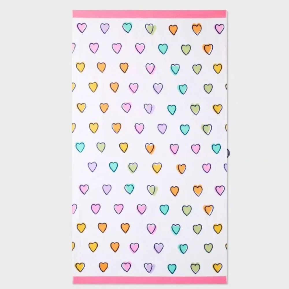 NWT Disco Hearts Wave Beach Towel White/Pink - Roller Rabbit x Target - Picture 2 of 3
